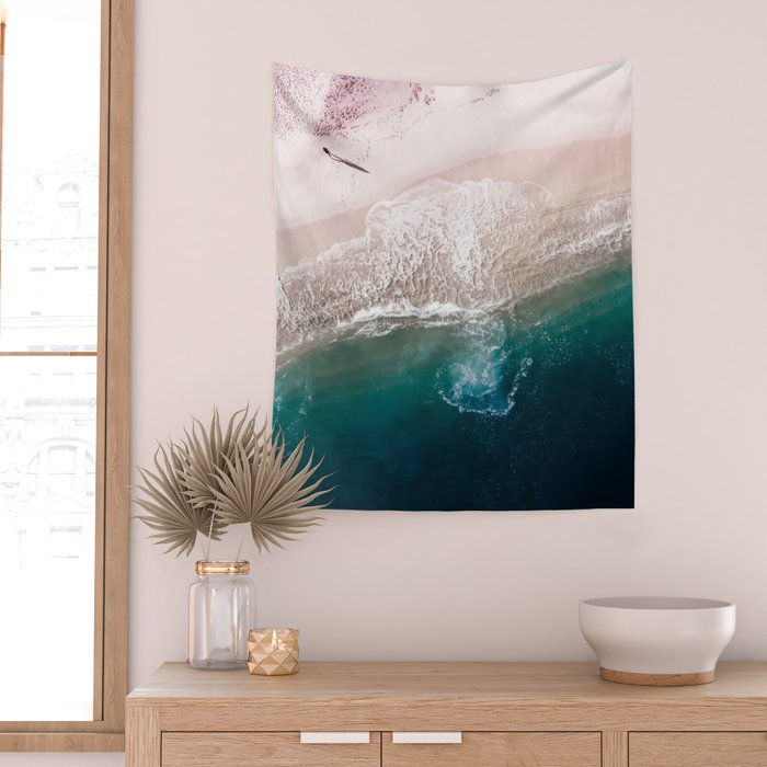 Ocean Walk V - Aerial Beach photography by Ingrid Beddoes Wall Tapestry Gallery Image 2