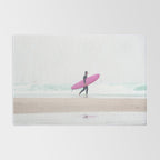 Surfing Beach Vibes - Pink Surf Board - Ocean Print - Sea Travel photography by Ingrid Beddoes Rug Gallery Image 2