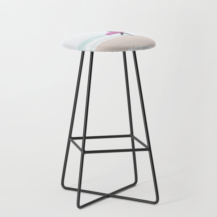 Surfing Beach Vibes - Pink Surf Board - Ocean Print - Sea Travel photography by Ingrid Beddoes Stool Gallery Image 1