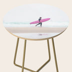 Surfing Beach Vibes - Pink Surf Board - Ocean Print - Sea Travel photography by Ingrid Beddoes Side Table Gallery Image 2