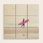 Surfing Beach Vibes - Pink Surf Board - Ocean Print - Sea Travel photography by Ingrid Beddoes Wood Wall Art Gallery Image 1