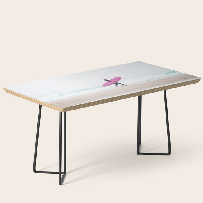 Surfing Beach Vibes - Pink Surf Board - Ocean Print - Sea Travel photography by Ingrid Beddoes Coffee Table Gallery Image 1