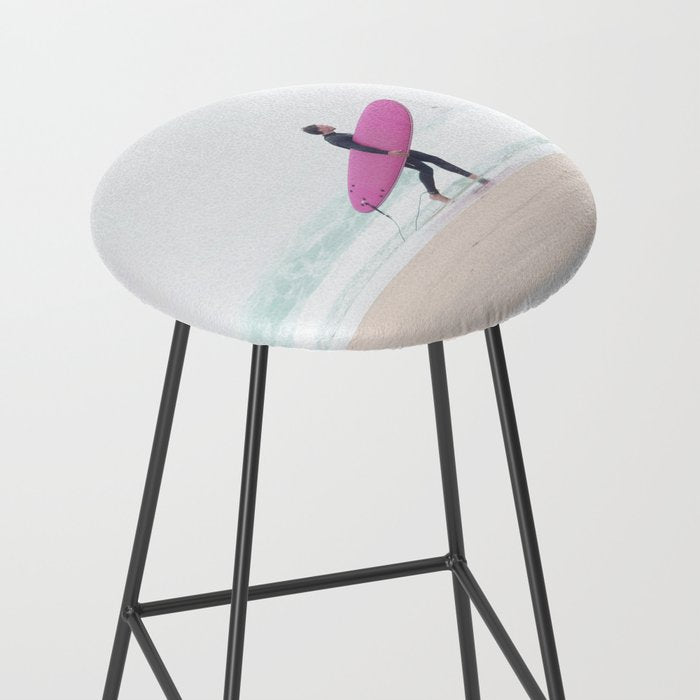 Surfing Beach Vibes - Pink Surf Board - Ocean Print - Sea Travel photography by Ingrid Beddoes Stool Gallery Image 2