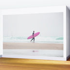 Surfing Beach Vibes - Pink Surf Board - Ocean Print - Sea Travel photography by Ingrid Beddoes Wall Mural Gallery Image 2