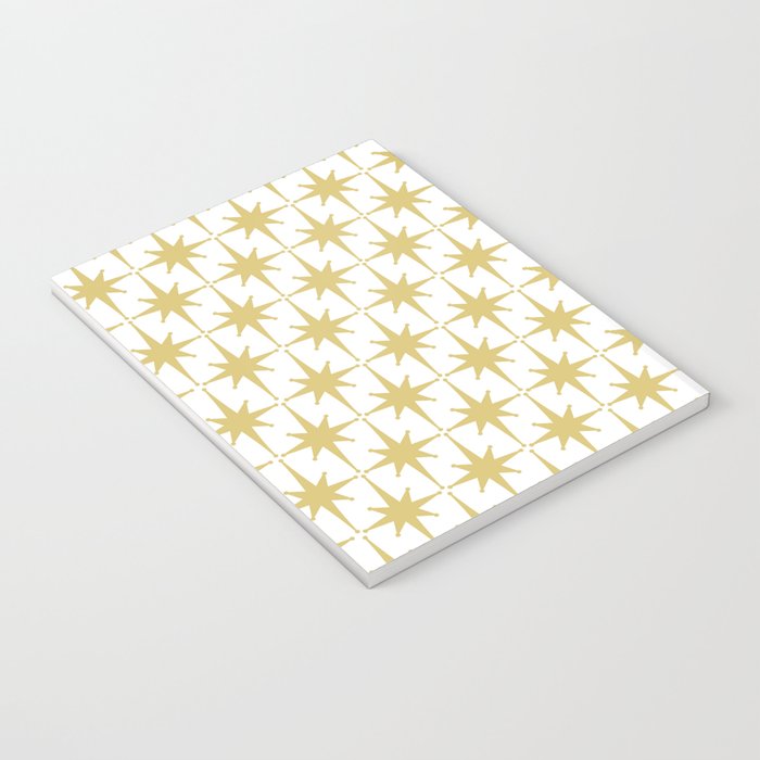 Midcentury Modern Atomic Starburst Pattern in Retro Gold and White Notebook Gallery Image 3