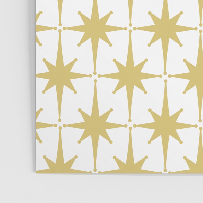 Midcentury Modern Atomic Starburst Pattern in Retro Gold and White Poster Gallery Image 3