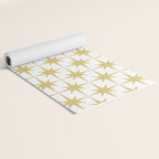 Midcentury Modern Atomic Starburst Pattern in Retro Gold and White Yoga Mat Gallery Image 2