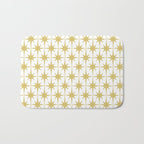 Midcentury Modern Atomic Starburst Pattern in Retro Gold and White Bath Mat Gallery Image 1
