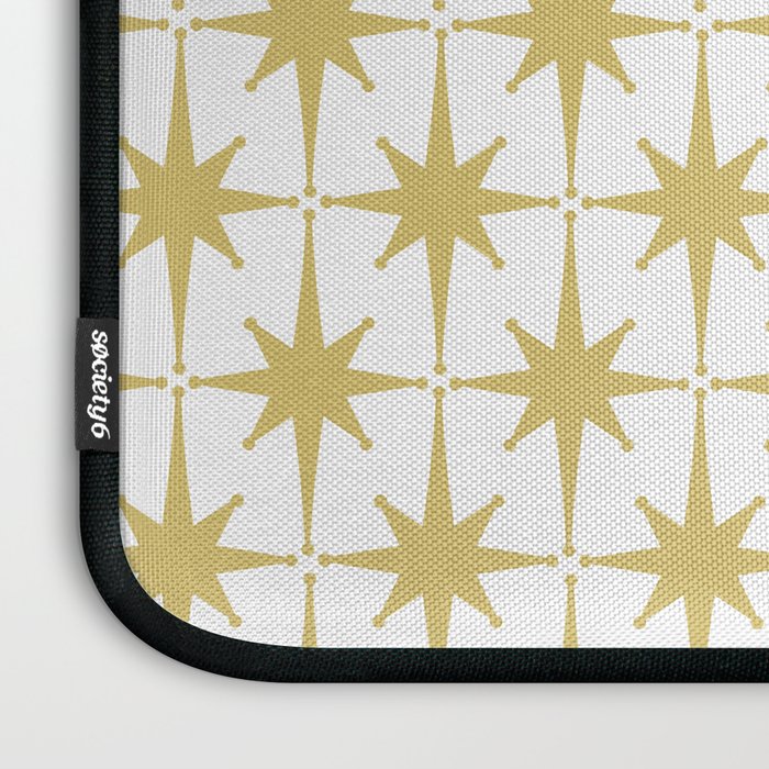 Midcentury Modern Atomic Starburst Pattern in Retro Gold and White Laptop Sleeve Gallery Image 3