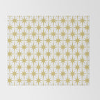 Midcentury Modern Atomic Starburst Pattern in Retro Gold and White Throw Blanket Gallery Image 2