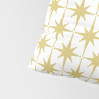 Midcentury Modern Atomic Starburst Pattern in Retro Gold and White Pillow Sham Gallery Image 4