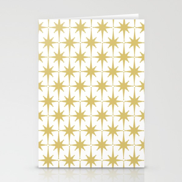 Midcentury Modern Atomic Starburst Pattern in Retro Gold and White Stationery Card Gallery Image 2