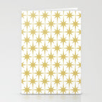Midcentury Modern Atomic Starburst Pattern in Retro Gold and White Stationery Card Gallery Image 2