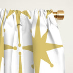 Midcentury Modern Atomic Starburst Pattern in Retro Gold and White Window Curtain Gallery Image 2