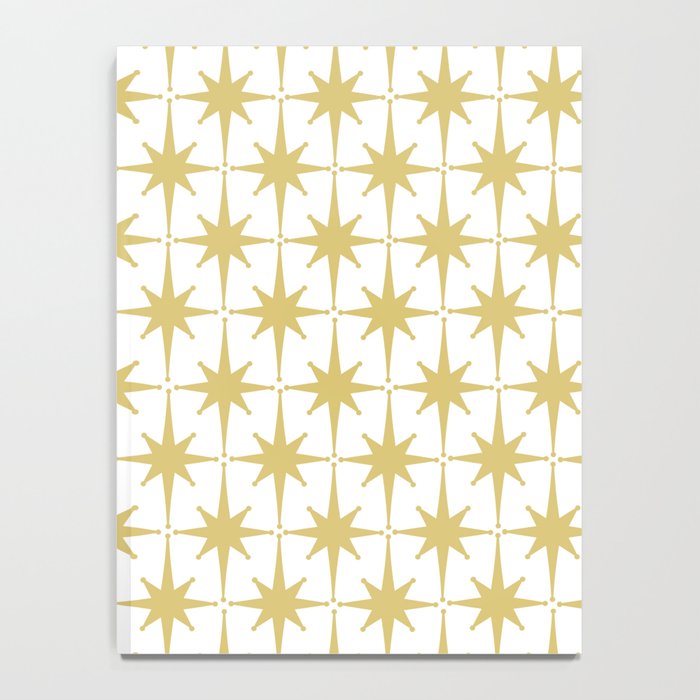 Midcentury Modern Atomic Starburst Pattern in Retro Gold and White Notebook Gallery Image 4