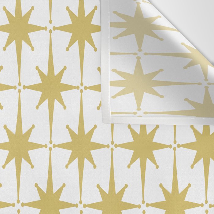 Midcentury Modern Atomic Starburst Pattern in Retro Gold and White Wall Tapestry Gallery Image 3
