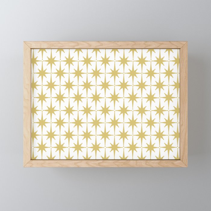 Midcentury Modern Atomic Starburst Pattern in Retro Gold and White Mini Art Print Gallery Image 1