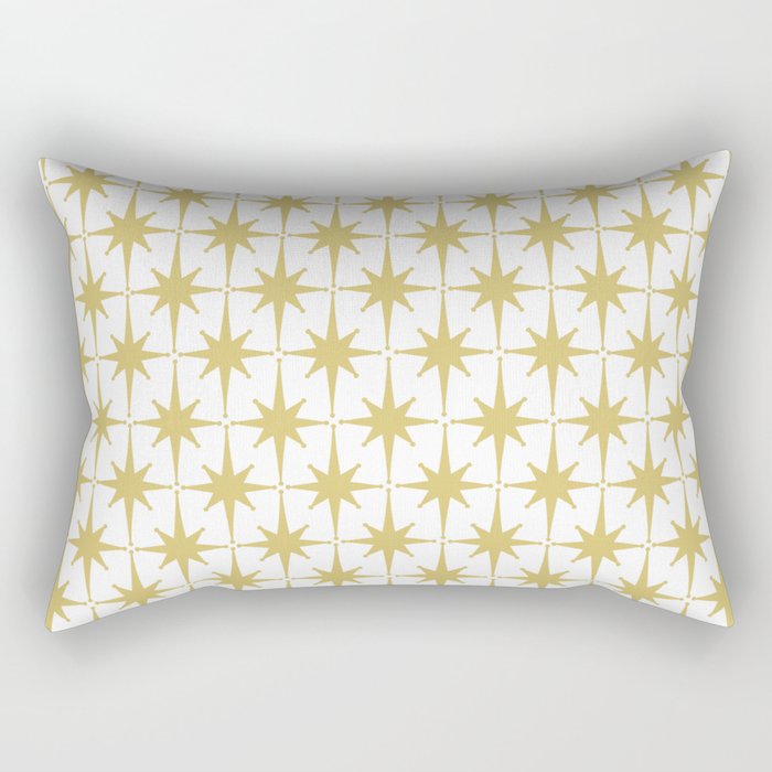 Midcentury Modern Atomic Starburst Pattern in Retro Gold and White Rectangular Pillow Gallery Image 1