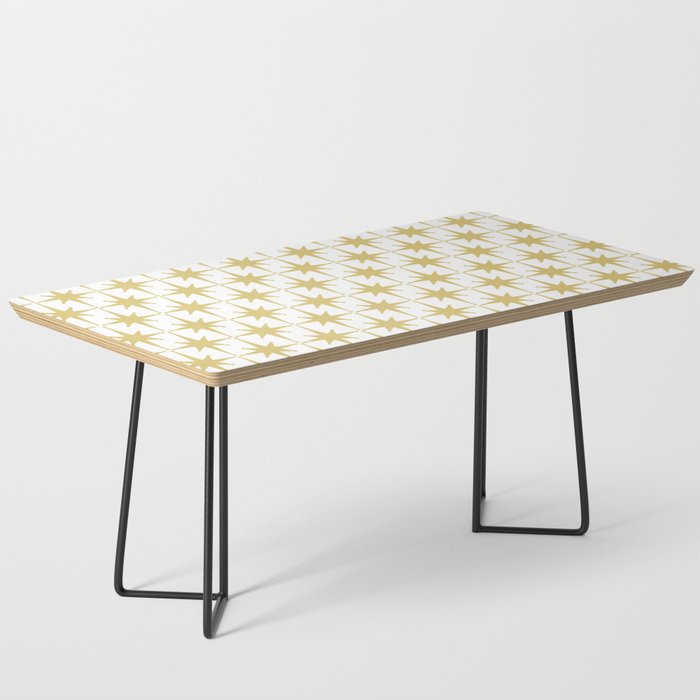 Midcentury Modern Atomic Starburst Pattern in Retro Gold and White Coffee Table Gallery Image 1