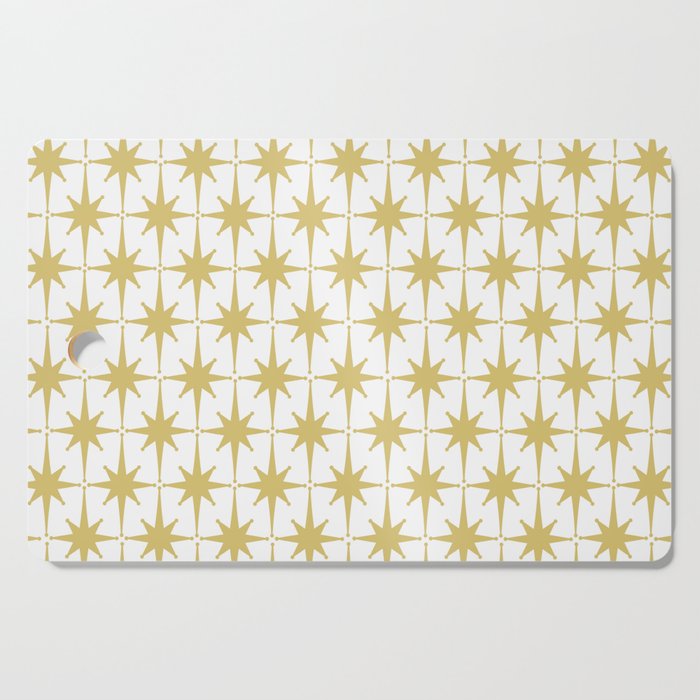 Midcentury Modern Atomic Starburst Pattern in Retro Gold and White Cutting Board Gallery Image 1