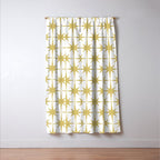 Midcentury Modern Atomic Starburst Pattern in Retro Gold and White Window Curtain Gallery Image 3