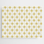 Midcentury Modern Atomic Starburst Pattern in Retro Gold and White Jigsaw Puzzle Gallery Image 1
