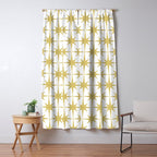 Midcentury Modern Atomic Starburst Pattern in Retro Gold and White Window Curtain Gallery Image 5