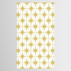 Midcentury Modern Atomic Starburst Pattern in Retro Gold and White Tablecloth Gallery Image 2