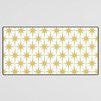 Midcentury Modern Atomic Starburst Pattern in Retro Gold and White Desk Mat Gallery Image 3