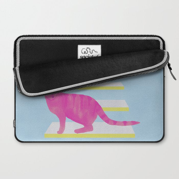 Cat on the Stairs - Pink Laptop Sleeve Gallery Image 2