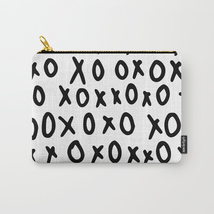 Hugs and Kisses in White and Black Carry All Pouch Gallery Image 1