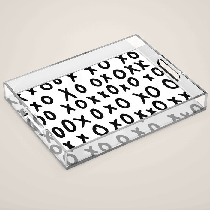 Hugs and Kisses in White and Black Acrylic Tray Gallery Image 1