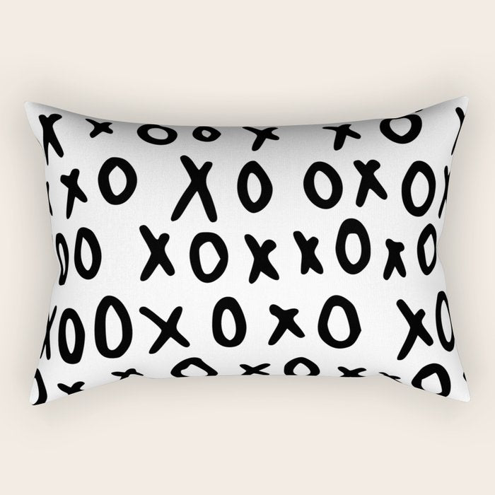 Hugs and Kisses in White and Black Rectangular Pillow Gallery Image 2