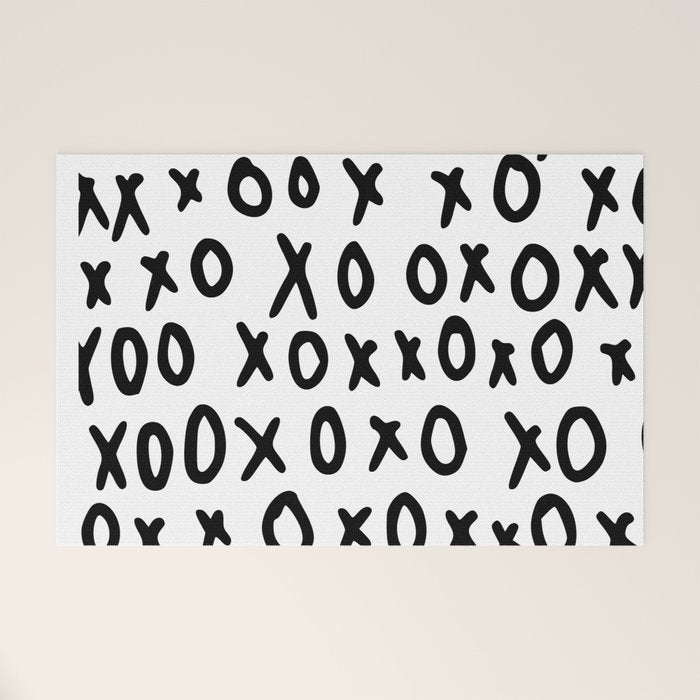 Hugs and Kisses in White and Black Welcome Mat Gallery Image 1
