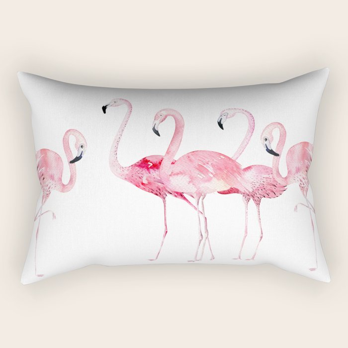 Flamingo Farm- Tropical Animal Bird World Rectangular Pillow Gallery Image 2