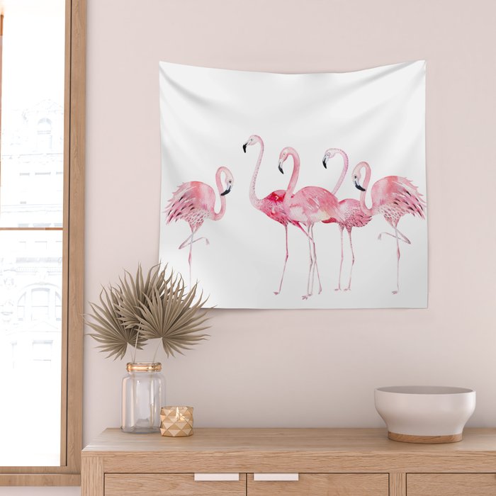 Flamingo Farm- Tropical Animal Bird World Wall Tapestry Gallery Image 2