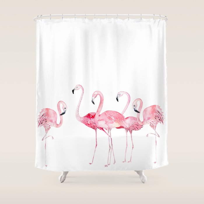 Flamingo Farm- Tropical Animal Bird World Shower Curtain Gallery Image 1