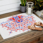 Sacred Lotus Mandala - Red & Blue Palette Outdoor Rug Gallery Image 2