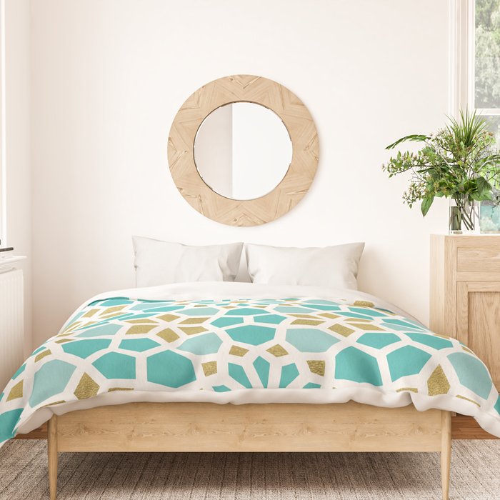 Persian Mosaic - Mint & White Duvet Cover Gallery Image 3