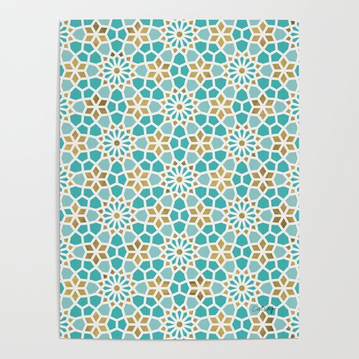 Persian Mosaic - Mint & White Poster Gallery Image 1