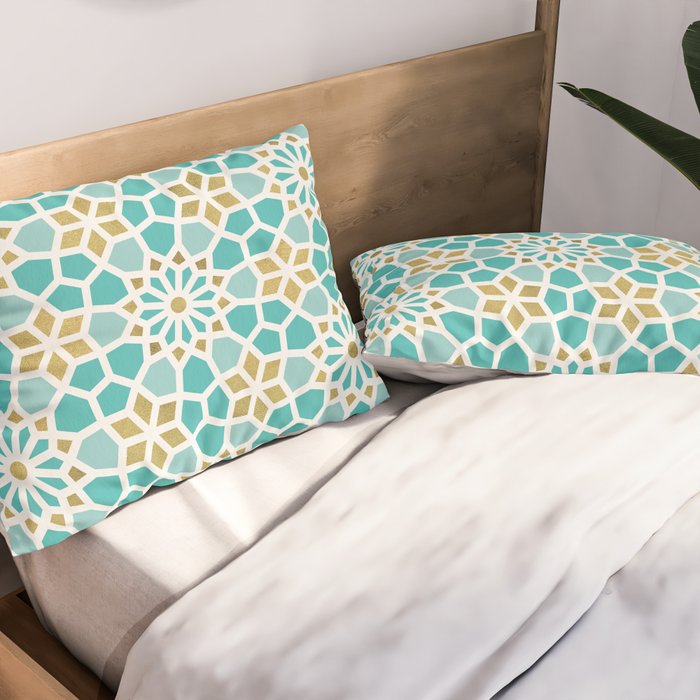Persian Mosaic - Mint & White Pillow Sham Gallery Image 2