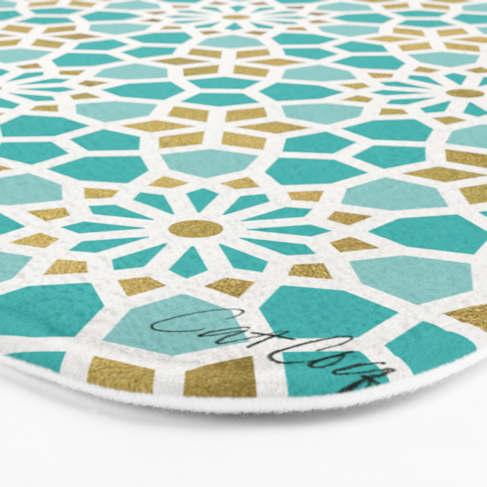 Persian Mosaic - Mint & White Bath Mat Gallery Image 3