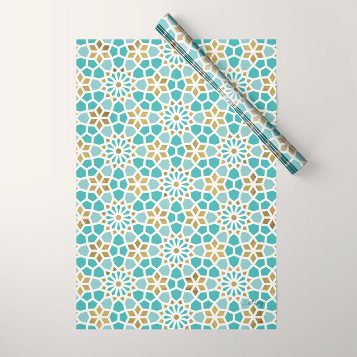 Persian Mosaic - Mint & White Wrapping Paper Gallery Image 1
