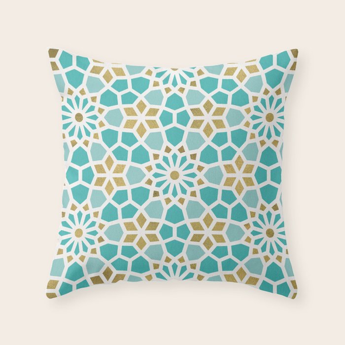 Persian Mosaic - Mint & White Throw Pillow Gallery Image 6