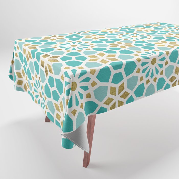 Persian Mosaic - Mint & White Tablecloth Gallery Image 1