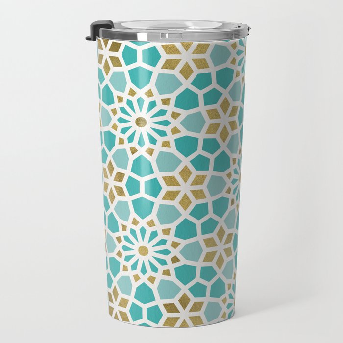 Persian Mosaic - Mint & White Travel Mug Gallery Image 3
