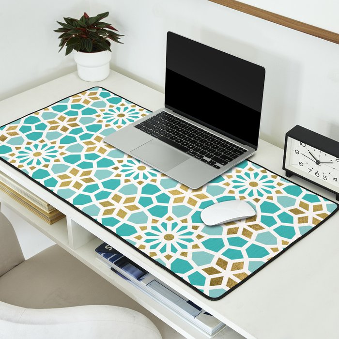 Persian Mosaic - Mint & White Desk Mat Gallery Image 2