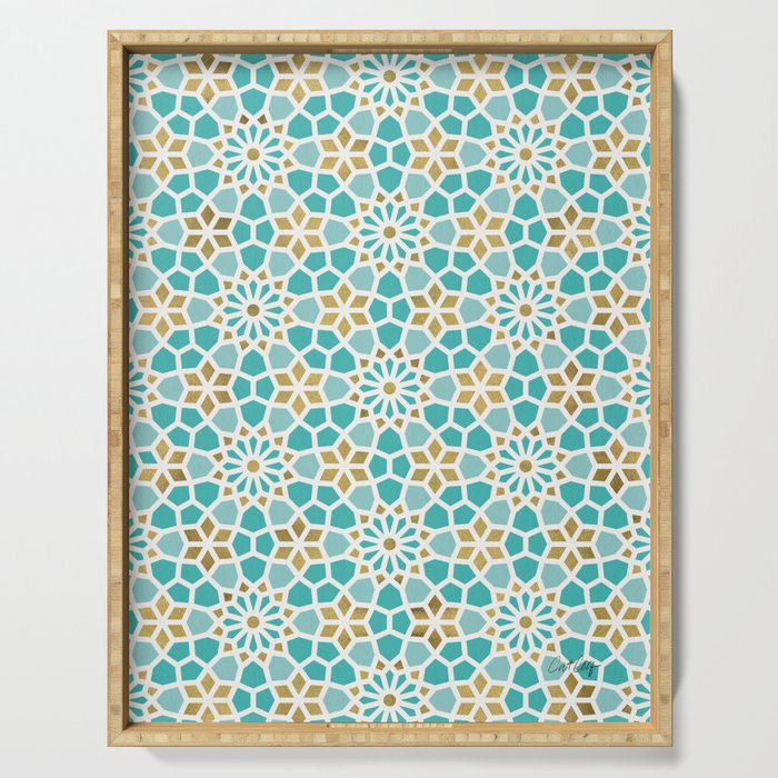 Persian Mosaic - Mint & White Serving Tray Gallery Image 1