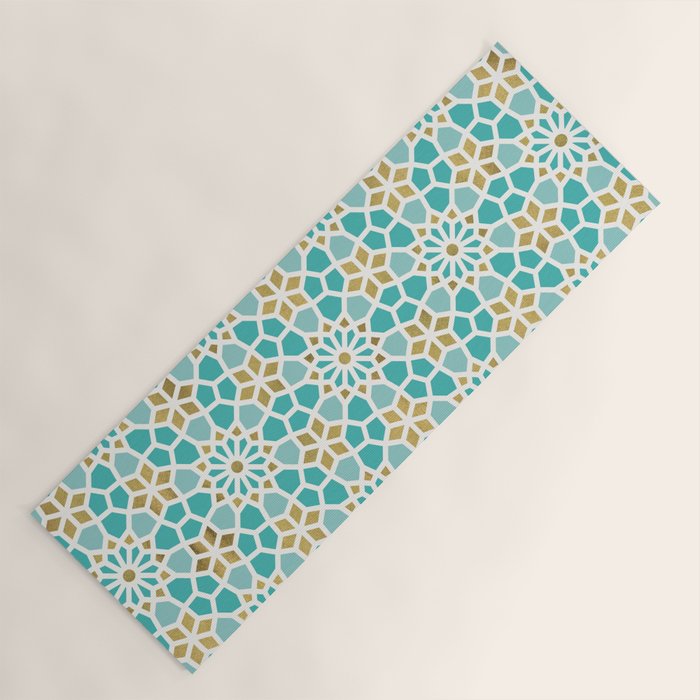 Persian Mosaic - Mint & White Yoga Mat Gallery Image 1
