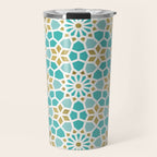Persian Mosaic - Mint & White Travel Mug Gallery Image 1